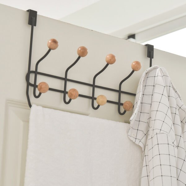 韓風木紋門後勾附毛巾掛架