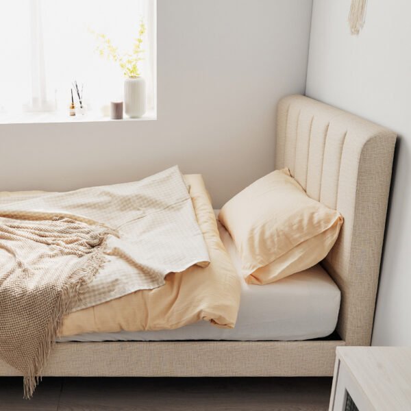 貓抓皮單人3.5尺實木床組(床頭+床底)