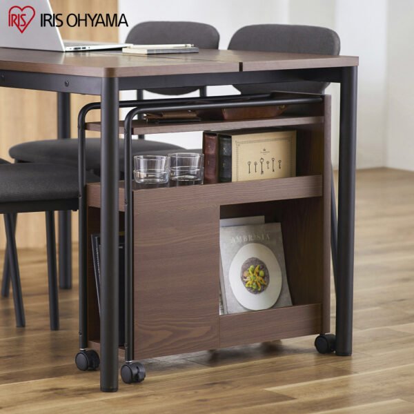 移動收納邊桌/餐車 DWG-196 胡桃色